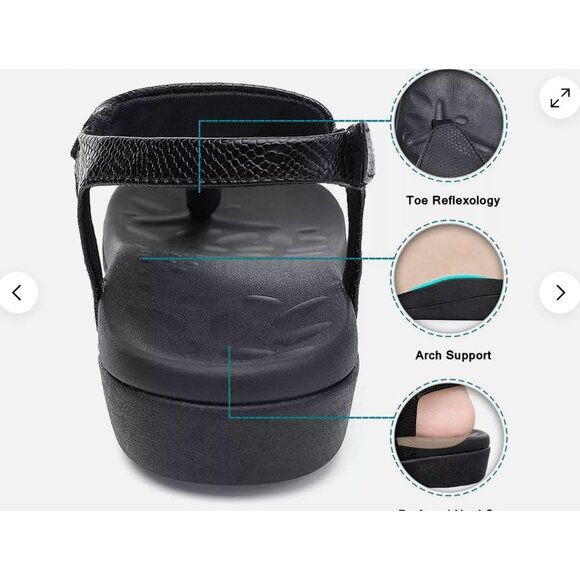 MEGNYA Orthotic Sandals Womens Sz 7.5 Brown Vegan Plantar Fasciitis Flat Feet Ho - Picture 9 of 13